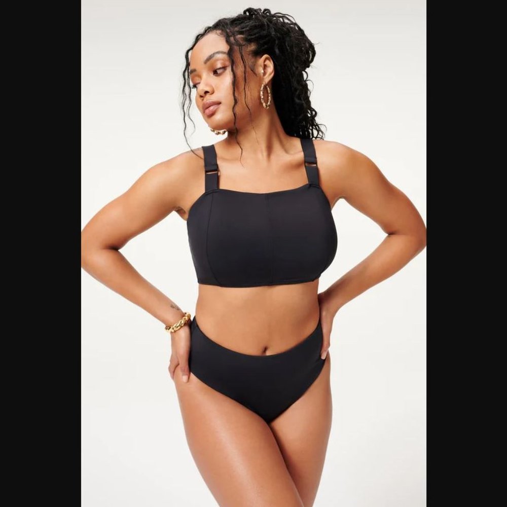 Good American NEW Medium Black Contour Top Swim Beach Summer Size 2